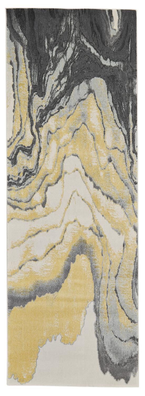 Milania Gray and Yellow Rug by BD Fine