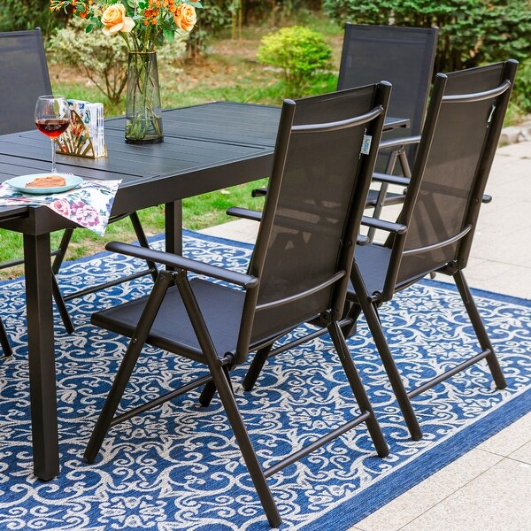 7/9Piece Patio Dining Set，1X Expandable Table，6/8 Folding Textilene Chairs