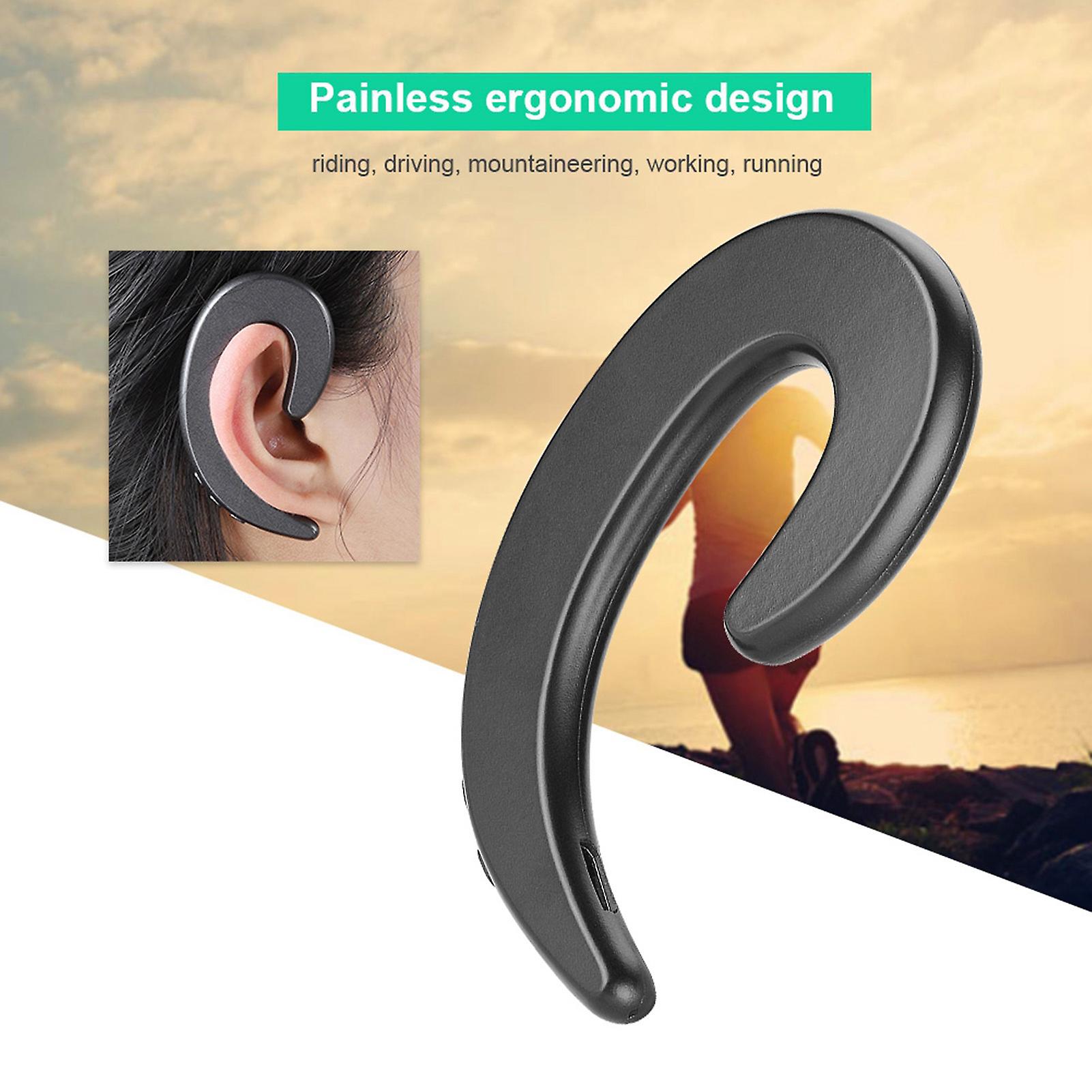 Hands Free Ear Hook Bluetooth Headphone Wireless Painless Bone Conduction Earphone Heads(black)