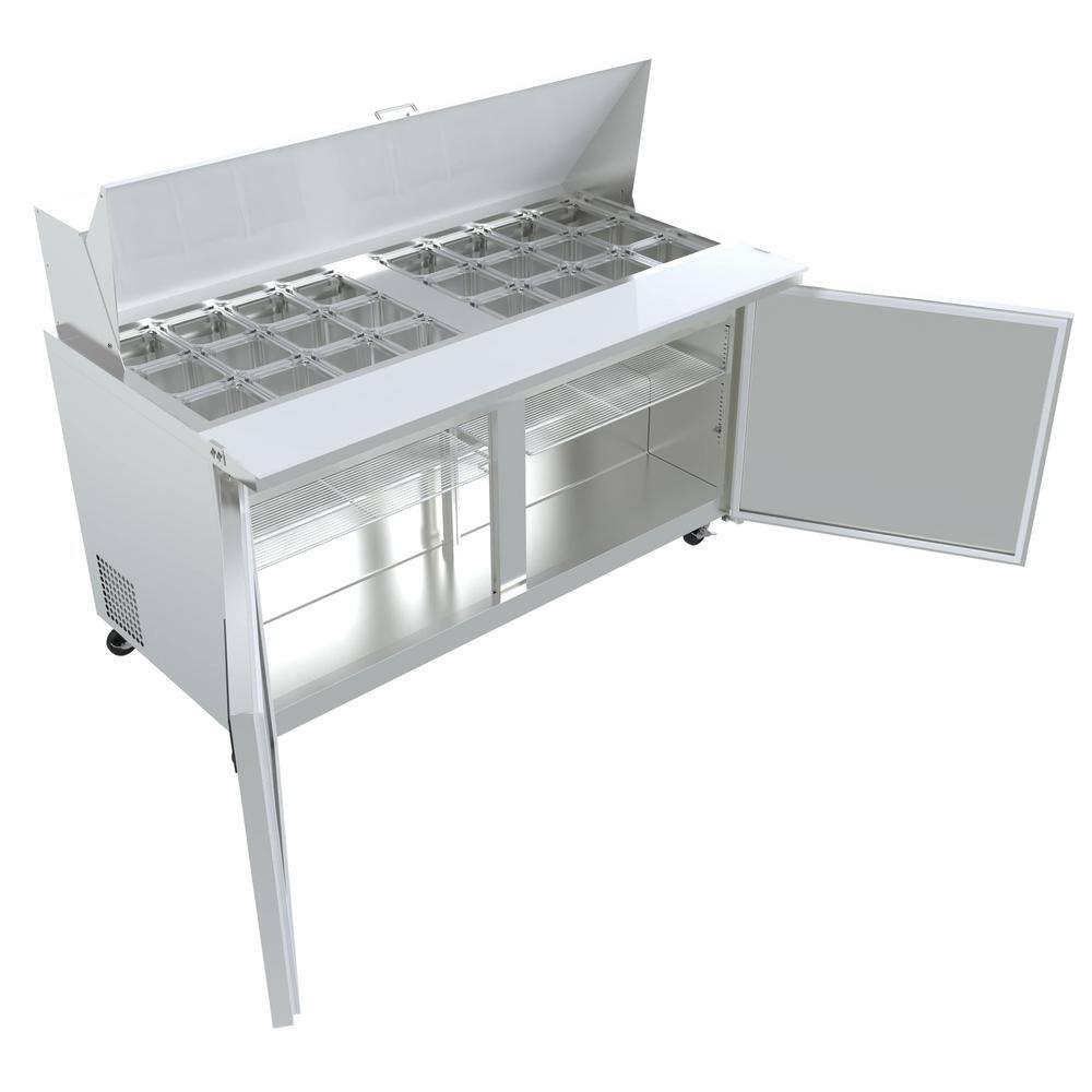 Koolmore 60 in. W 15 cu. ft. Refrigerated Food Prep Station Table with Mega Top Surface in Stainless Steel RPT60-2D-MT