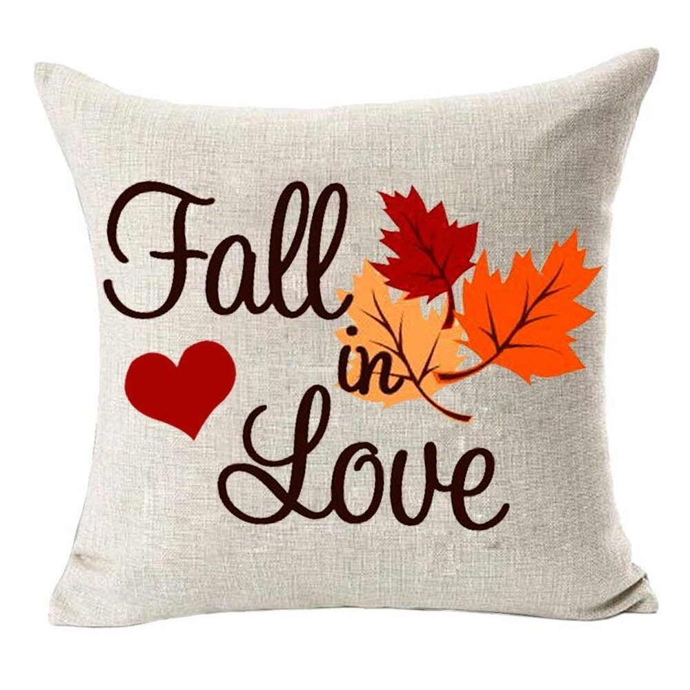 Home Decor Fall in Love Cotton Linen Pillow Covers