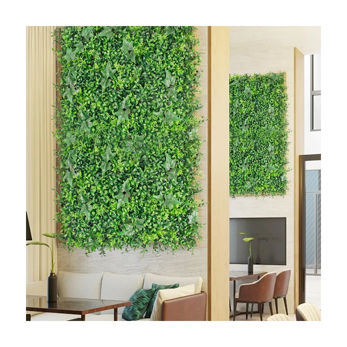 P2 Garden Supplies Artifical Green Grass Hedge Leaf Plant System Panel Greenery Backdrop Wall for Vertical Privacy Garden Decor