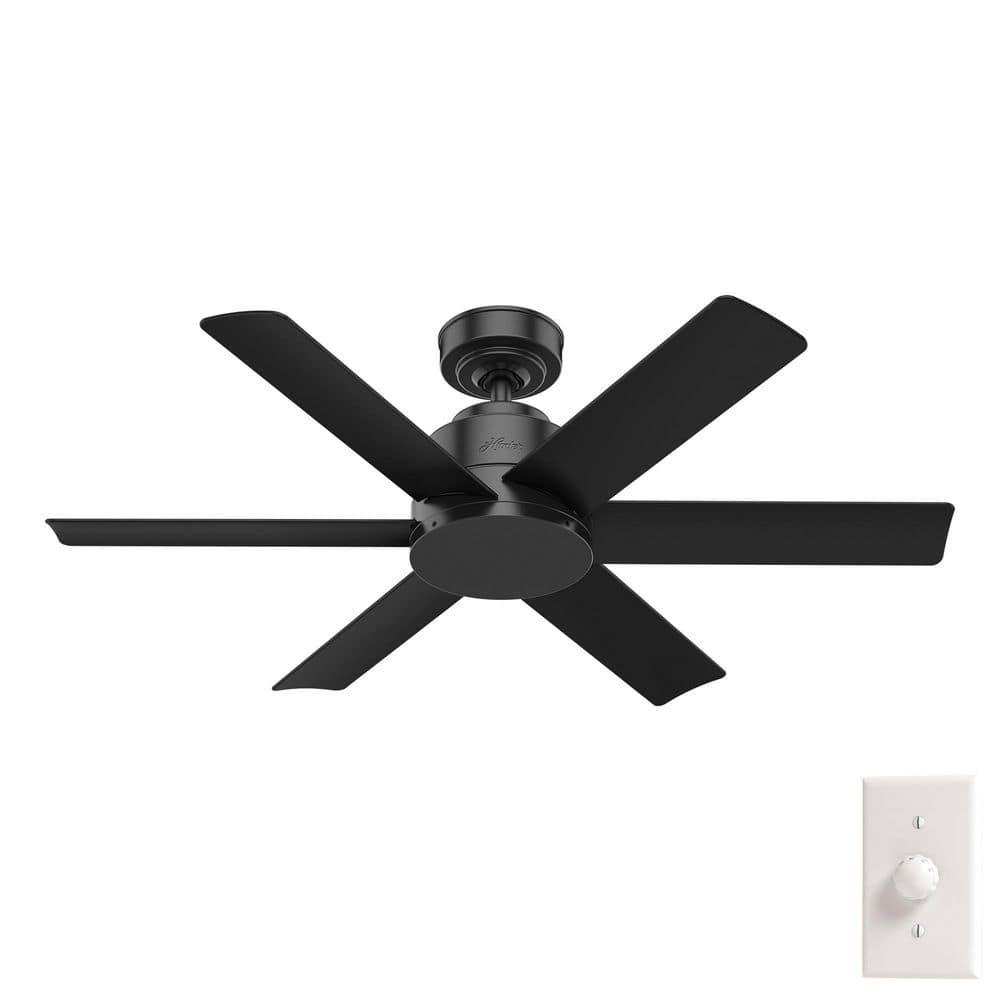 Hunter Kennicott 44 in IndoorOutdoor Ceiling Fan in Matte Black with Wall Switch