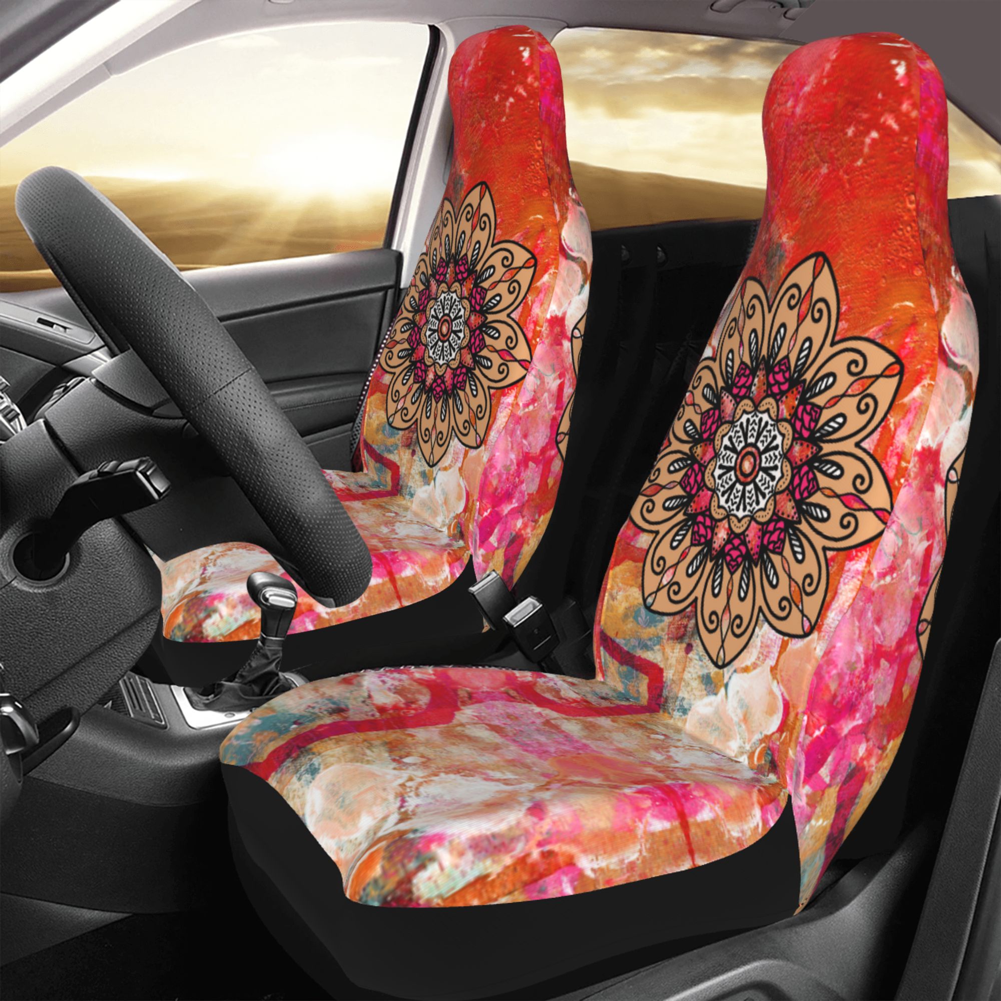 ZICANCN Car Seat Cover Boho Mandala Ethnic Style Car Front Seat Covers Protectors ， Automotive Seat Covers for Cars Trucks Suv