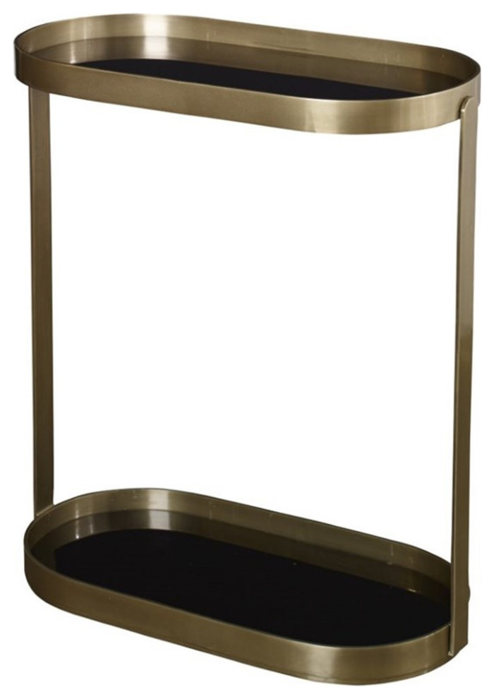 Home Square Metal and Glass Side Table in Antique Gold   Set of 2   Contemporary   Side Tables And End Tables   by Homesquare  Houzz