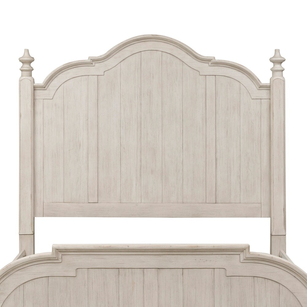 Farmhouse Reimagined Antique White with Chestnut Queen Poster Bed