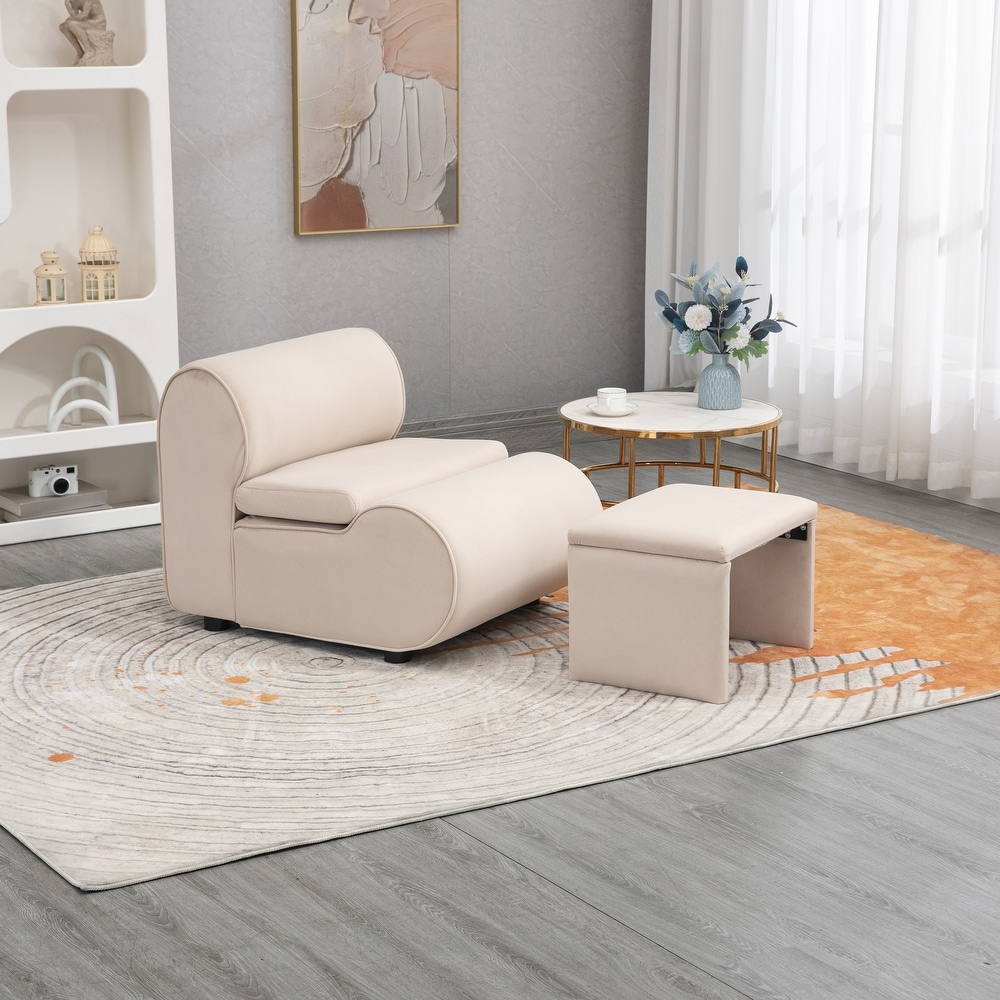 Accent Chair with Ottoman Cushioned Accent Single Lazy Chair