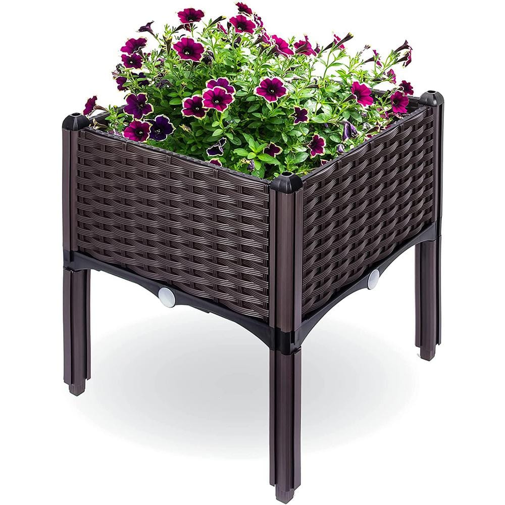 BACKYARD EXPRESSIONS PATIO · HOME · GARDEN Backyard Expressions 16 in. x 16 in. x 18 in. Resin Wicker Elevated Garden Bed 911216