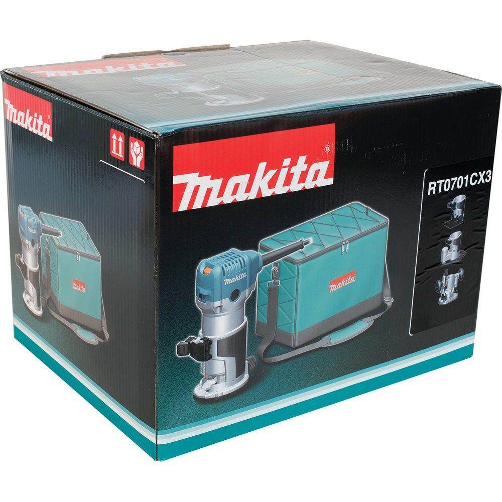 Makita 6.5 Amp 1-14 HP Corded Variable Speed Compact Router with 3 Bases (Plunge Tilt and Offset Base) RT0701CX3