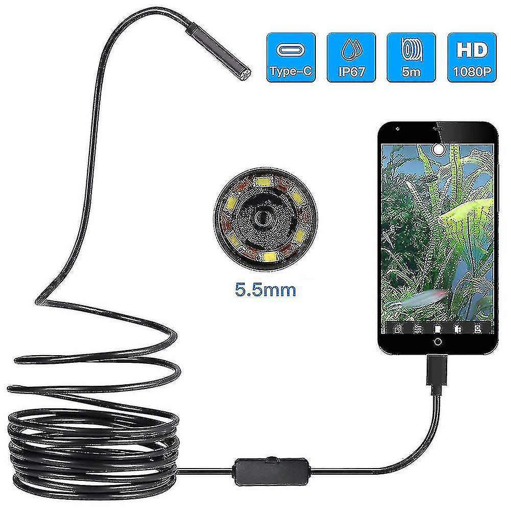 Type C Borescope Usb Inspection Camera Waterproof With Adjustable Led