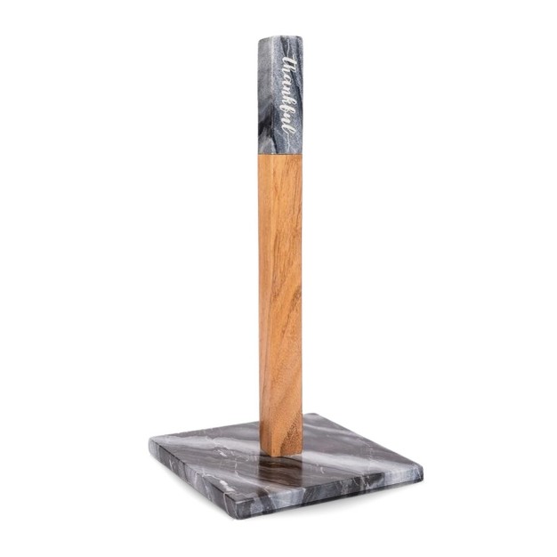 Lexi Home Marble Counter Embossed Paper Towel Holder Mount Grey
