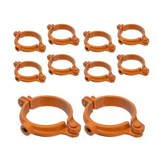 The Plumber's Choice 34 in. Hinged Split Ring Pipe Hanger Copper Epoxy Coated Clamp with 38 in. Rod Fitting for Hanging Tubing (10-Pack) 34HSHCP-10