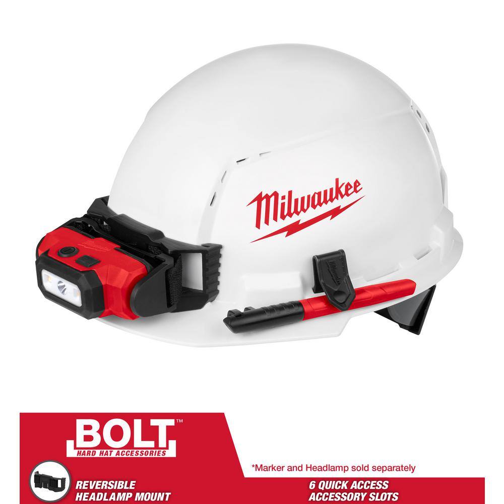 MW BOLT White Type 1 Class C Front Brim Vented Hard Hat 48-73-1000