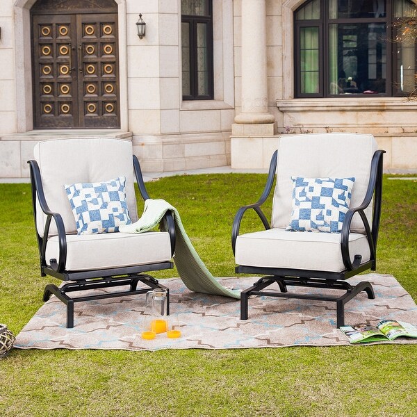 PATIO FESTIVAL 2Piece Outdoor Rocking Motion Chair Set with Cushions