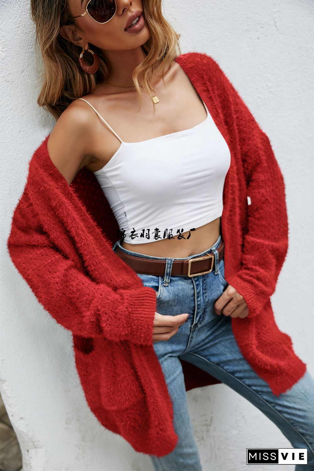 Winter New Autumn Winter Women's Clothing Large Knitted Cardigan Medium Long Coat Women Crop Top Sweater Vintage Cardigan