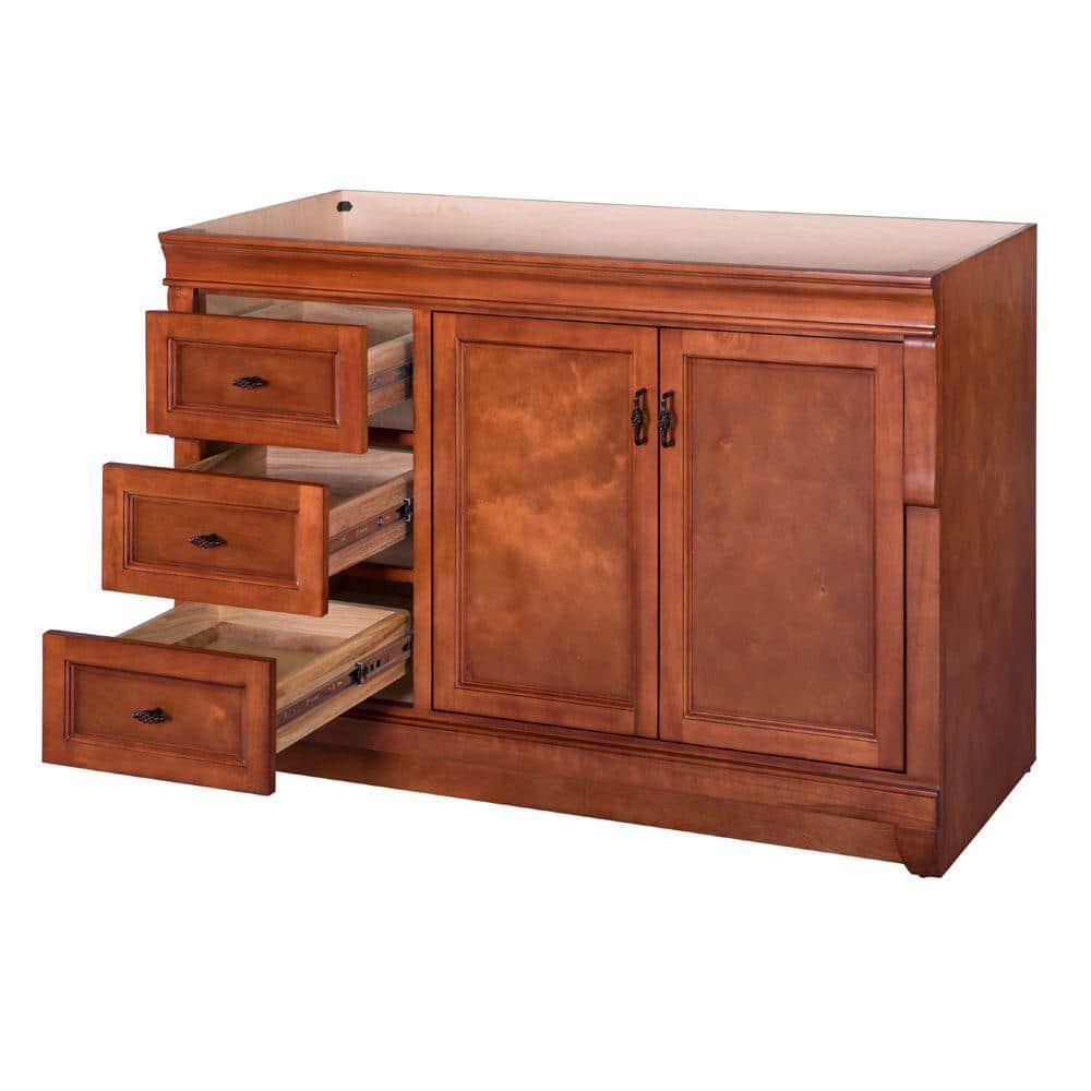 Home Decorators Collection Naples 48 in W Bath Vanity Cabinet Only in Warm Cinnamon with Left Hand Drawers