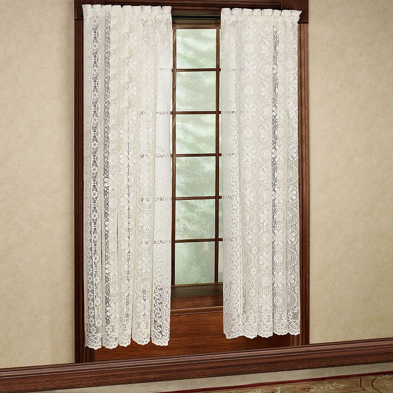 Sweet Home Lace Jacquard Window Curtain Single Panel Hopewell 58W x 84L White