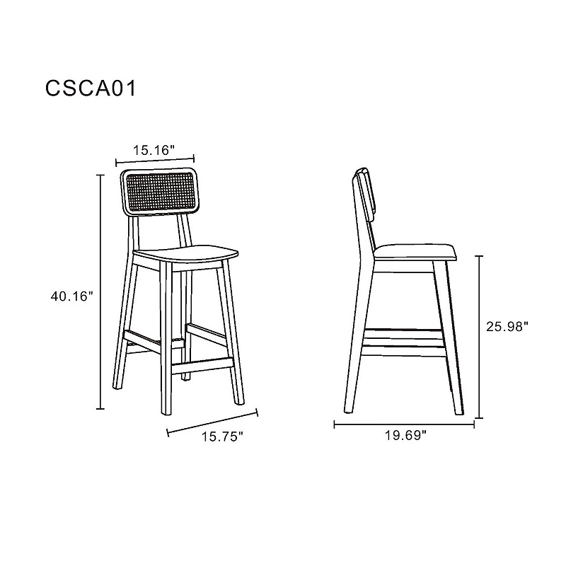 MANHATTAN COMFORT Versailles Counter Stool 2-piece Set