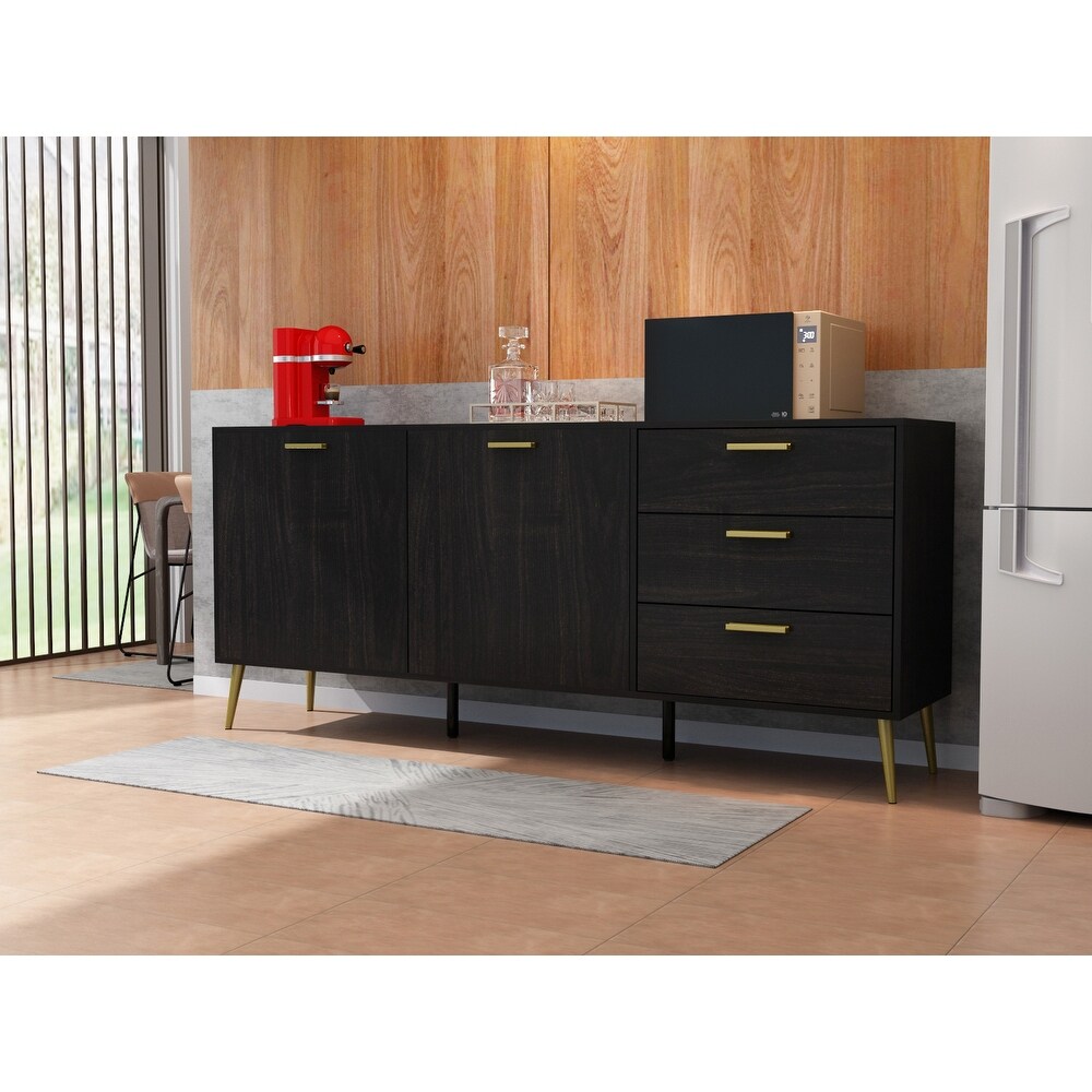 Modern 2 door Sideboard Storage Cabinet w/ 3 Drawers TV Stan