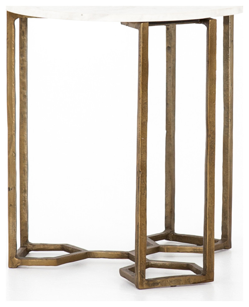 Anahid End Table Raw Brass  Polished White Marble   Modern   Side Tables And End Tables   by Virgil Stanis Design  Houzz