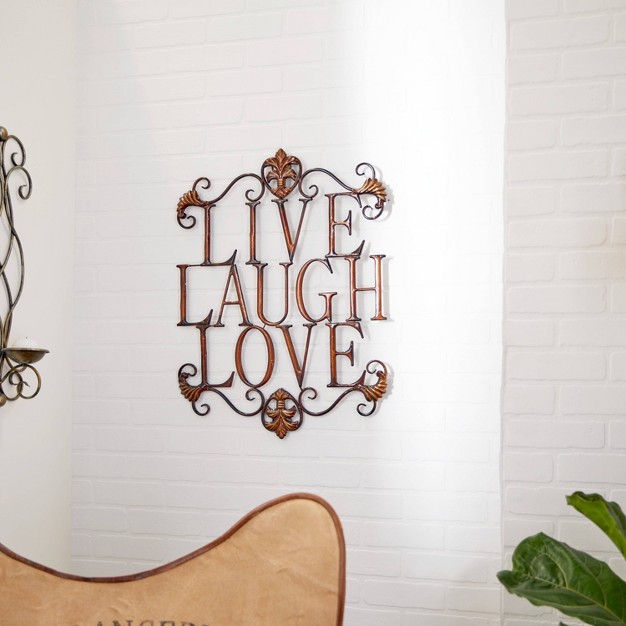 X 21 quot Traditional Metal Live Laugh Love Wall D cor Brown Olivia amp May