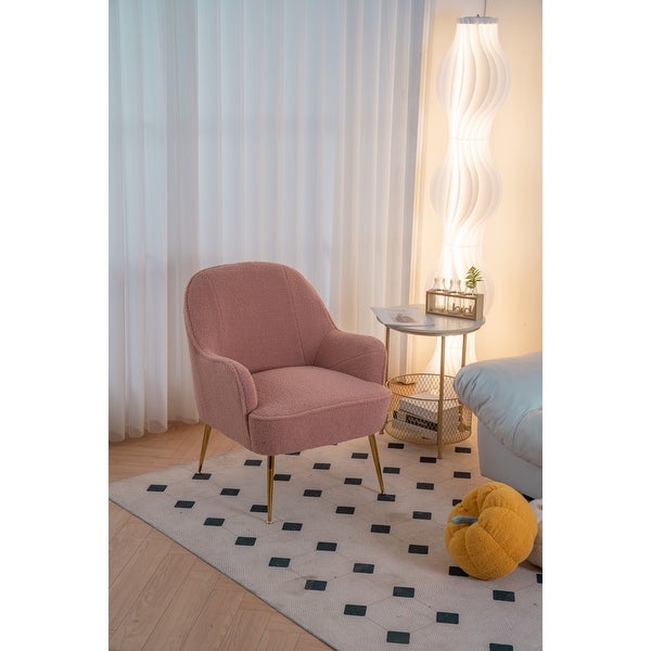 Modern Soft Teddy fabric Ergonomics Accent Chair Living Room Chair Bedroom Chair Home Chair With Gold Legs For Indoor Home