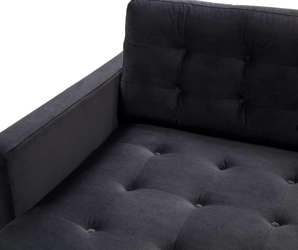 Raymond Tufted Chaise Dark Gray   Midcentury   Indoor Chaise Lounge Chairs   by Virgil Stanis Design  Houzz