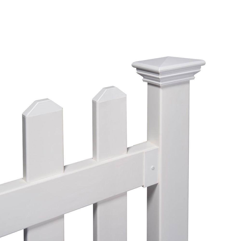 Zippity Outdoor Products 3 ft. x 6 ft. Newport Picket Fence WPost and No-Dig Steel Pipe Anchor Kit ZP19002