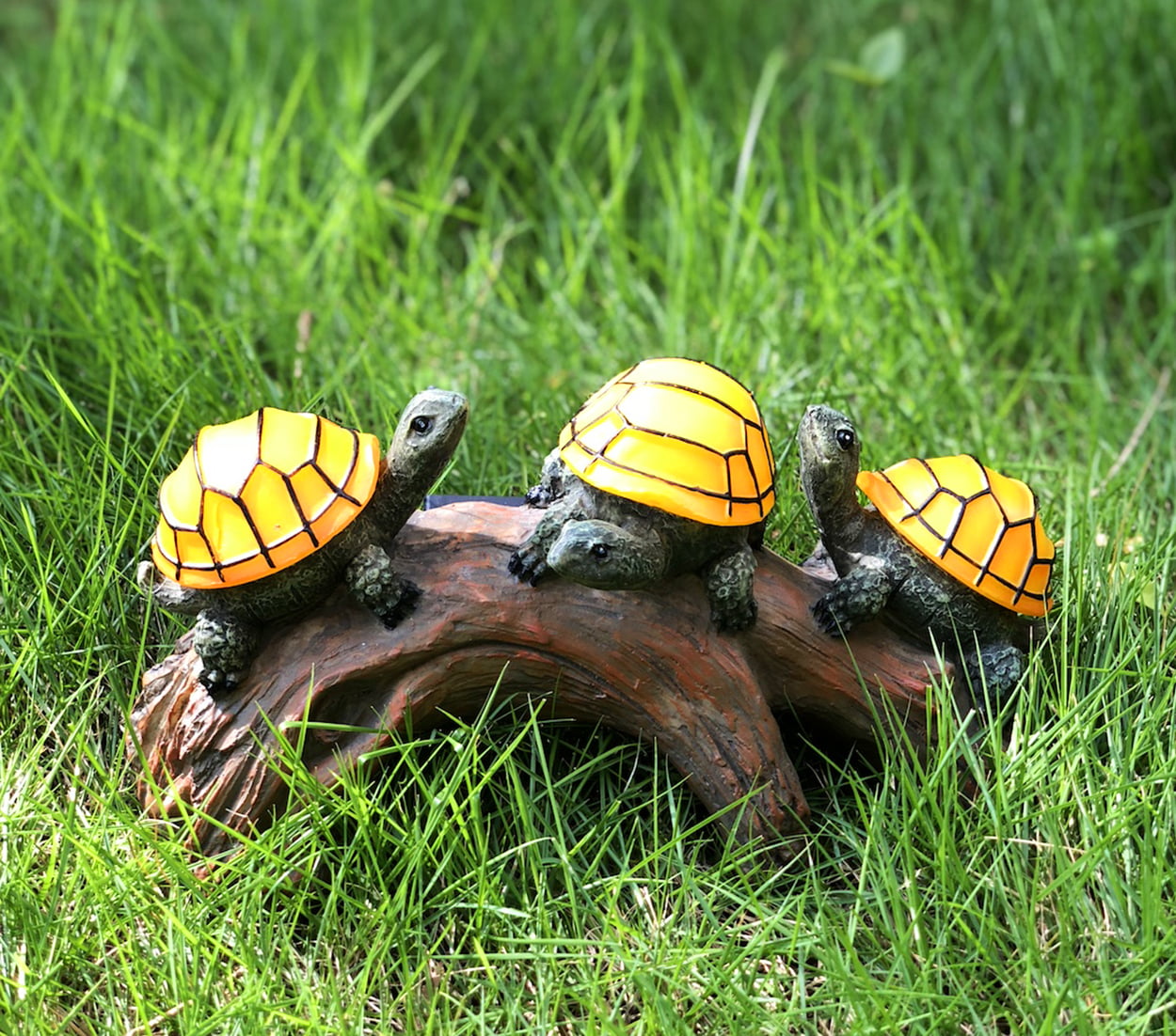 Solar Powered Turtles on Log Garden Decorations , Outdoor Accent Lighting LED Garden Light Decor