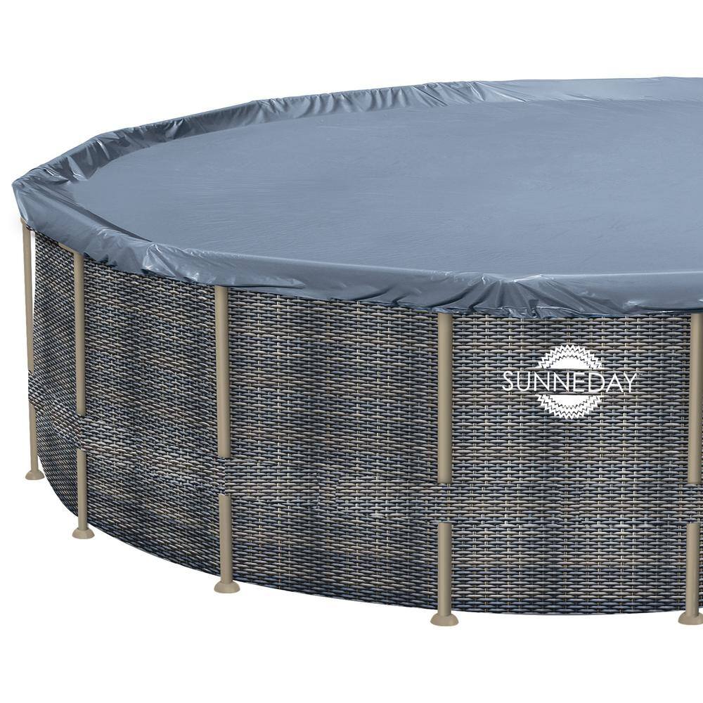 Sunneday 18 ft. Round x 52 in. D Rattan Soft-sided Oasis Pool 70018