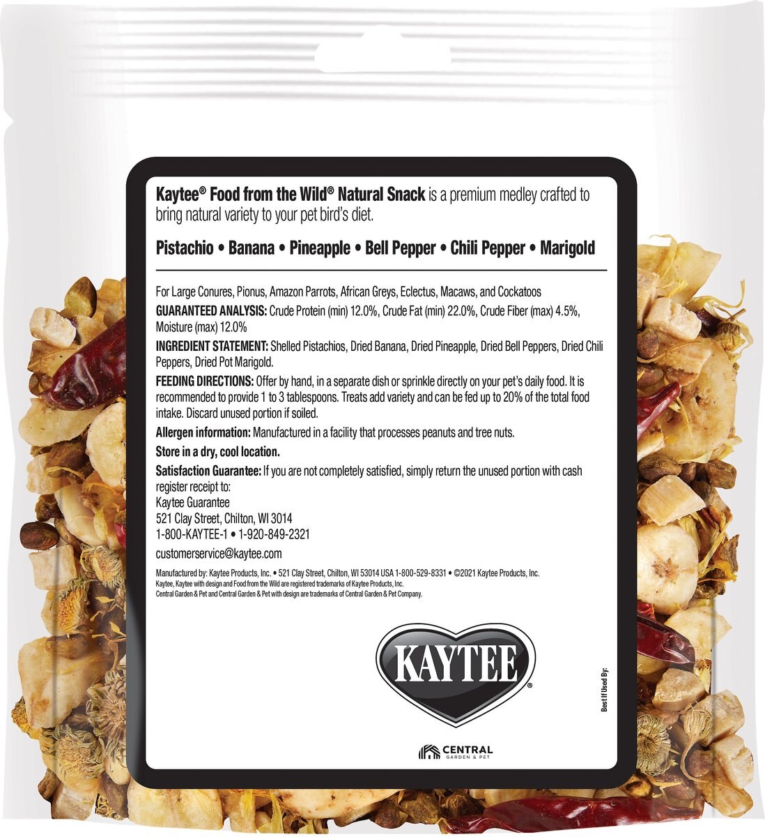 Kaytee Food from the Wild Medley Med and Large Pet Bird Treats， 3-oz bag