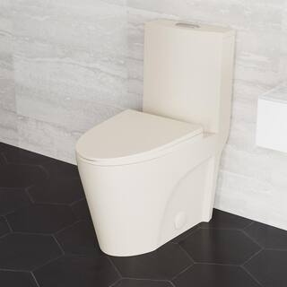 Swiss Madison St. Tropez 1-Piece 1.11.6 GPF Dual Flush Elongated Toilet in Bisque Seat Included SM-1T254BQ