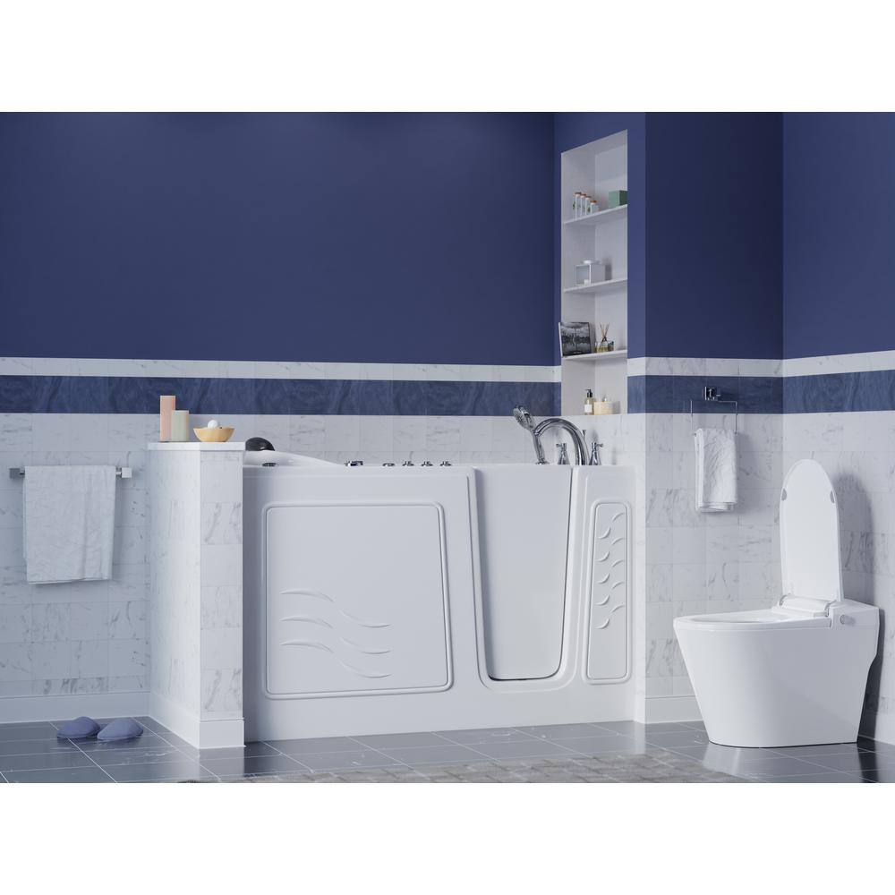 Universal Tubs HD Series 60 in. Right Drain Quick Fill Walk-In Whirlpool and Air Bath Tub with Powered Fast Drain in White HD3060WIRWD