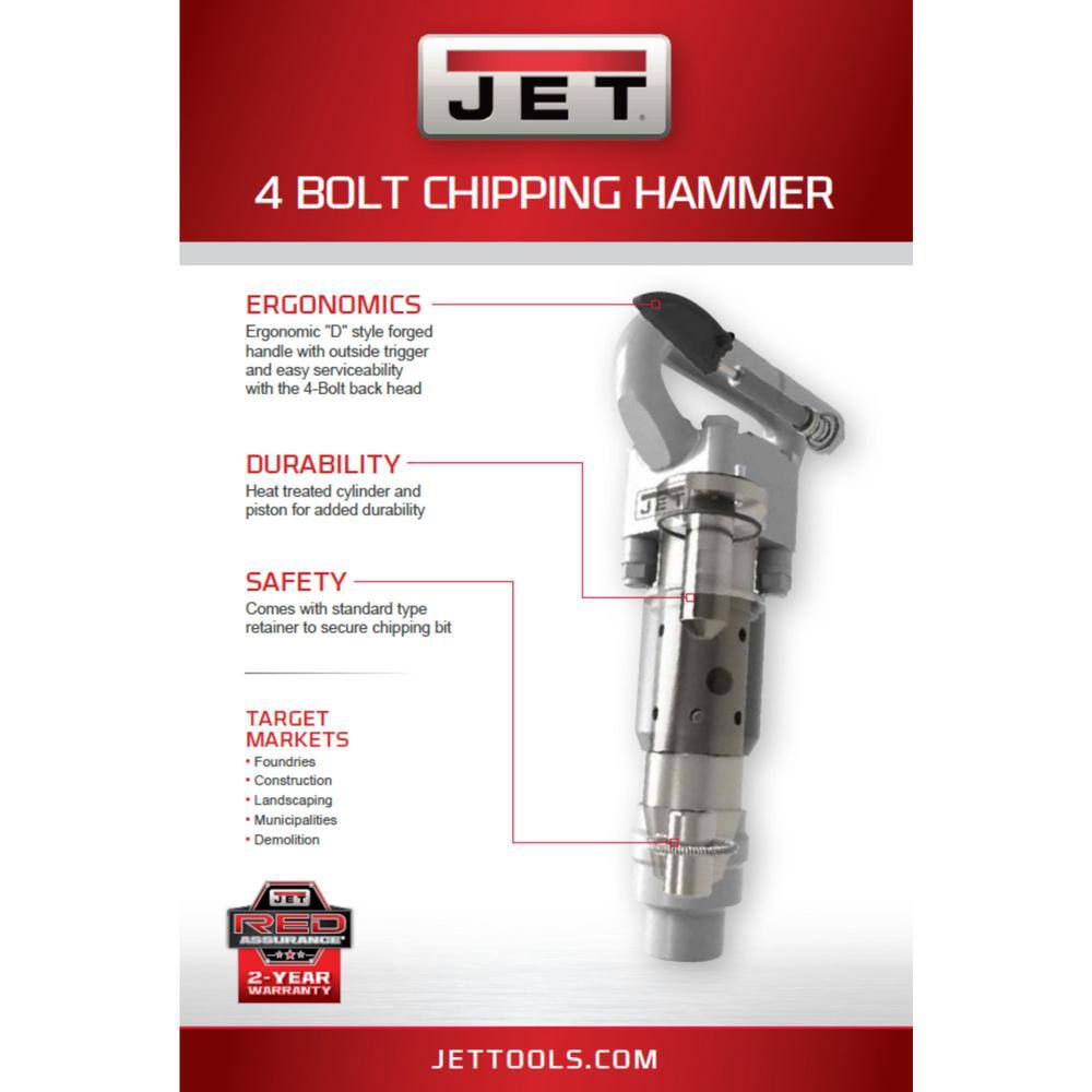 Jet 4 in. Stroke Round Shank 4-Bolt Chipping Hammer 550622