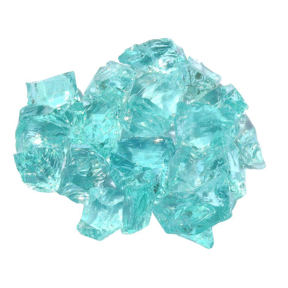 Hiland 0.36 cu. ft. 1.25 in. to 2 in. Aqua Blue Landscape Recycled Glass- 20 lbs. Bag LR30-GLASS-AQ