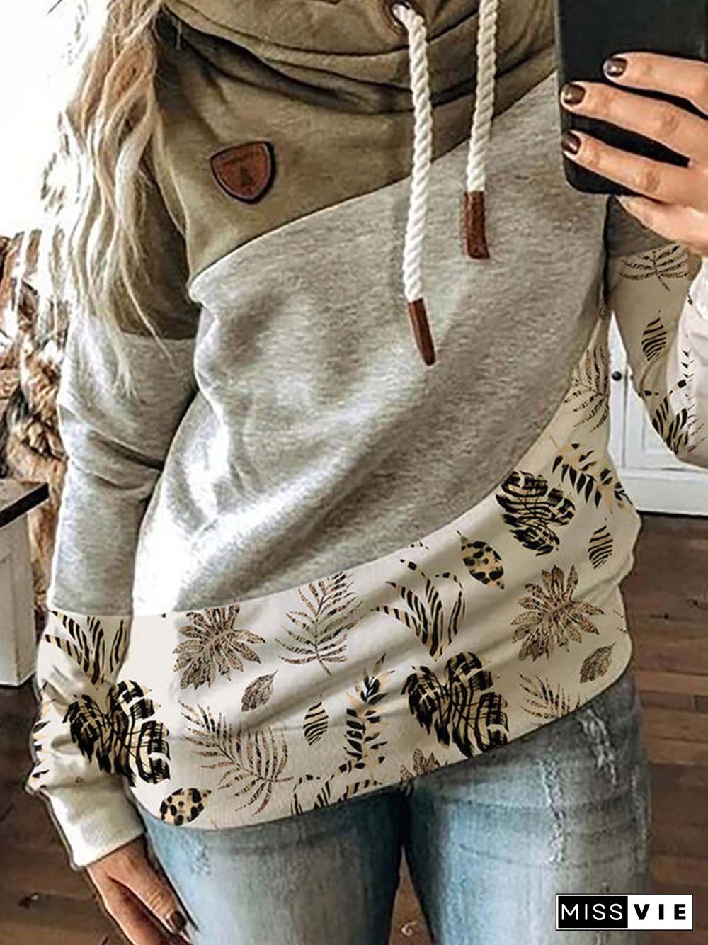 Hoodie Casual Color-Block Sweatshirts