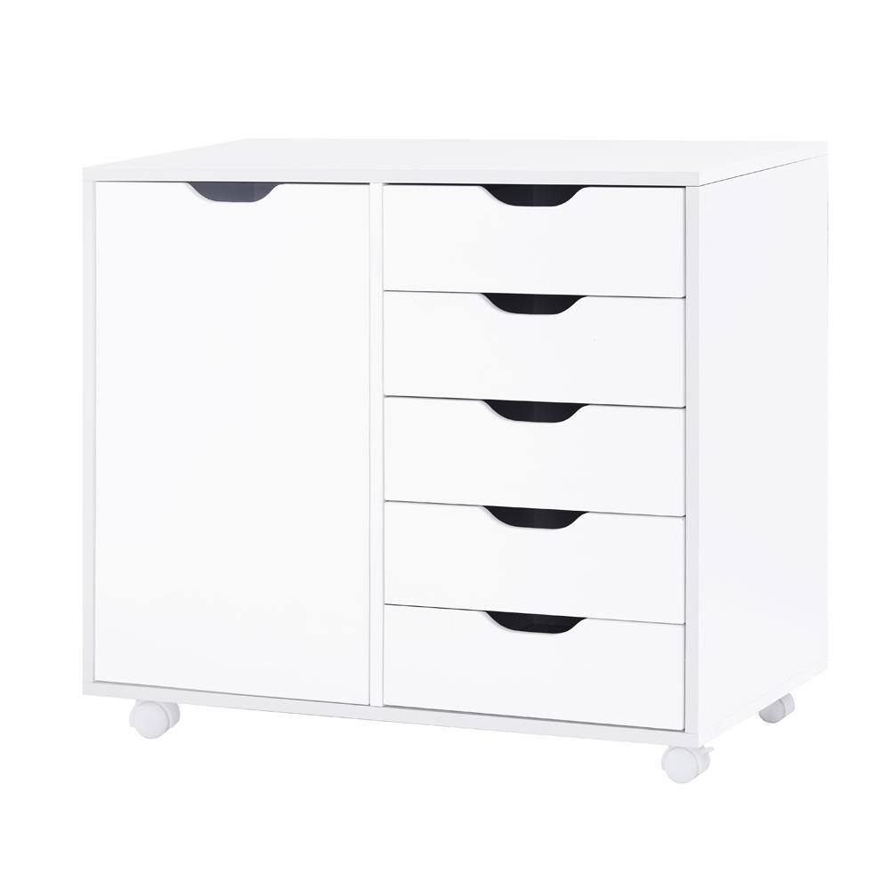 MAYKOOSH White 5-Drawer with Shelf Office File Cabinets Wooden File Cabinets for Home Office Lateral File Cabinet 11701MK