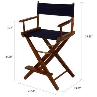 American Trails 24 in. Extra-Wide Mission Oak Frame Navy Canvas New Solid Wood Folding Chair (Set of 1) N206-24032-10