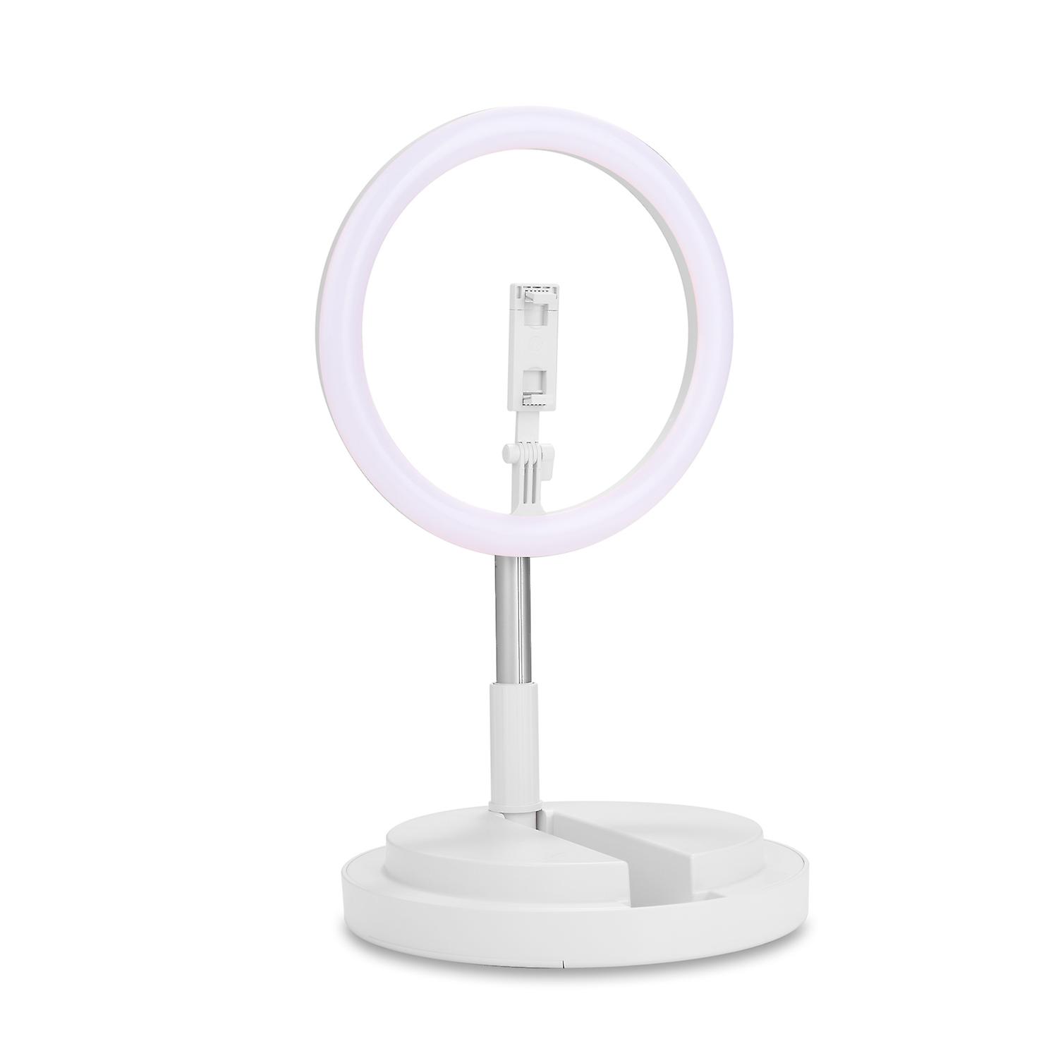 290mm Usb Interface Dimmable Led Selfie Round Light Phone Photography Video Makeup Lamp With Phone Clip Foldable Round Light With Round Base