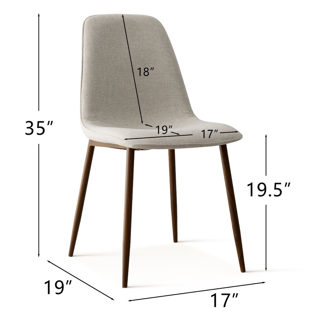 Upholstered Modern Back Dining Chair with Walnut Leg (Set of 4)