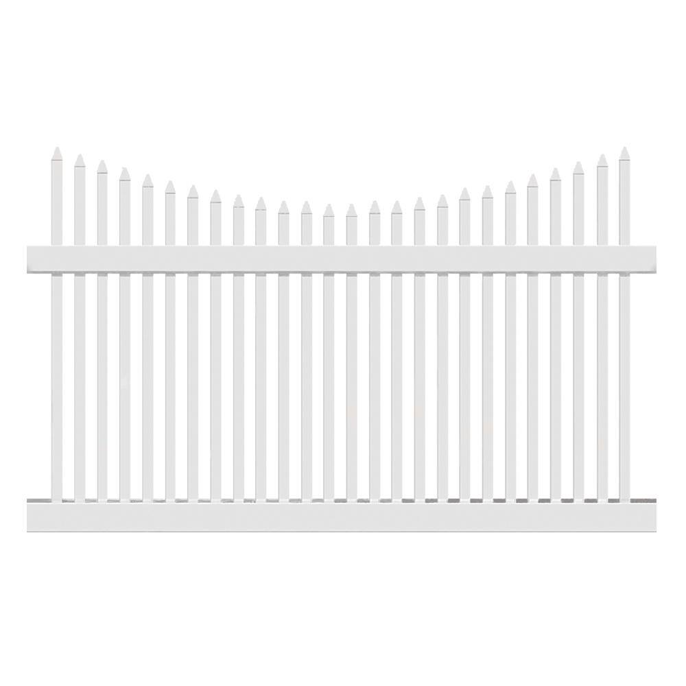 Weatherables Barrington 4 ft. H x 8 ft. W White Vinyl Picket Fence Panel Kit PWPI-1.5NRSC-4X8