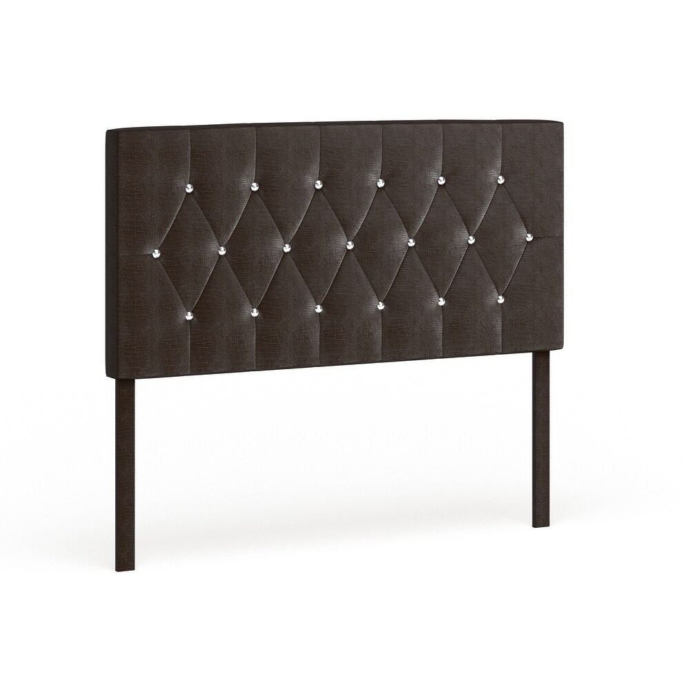 Huntress I Crocodile Glam Faux Leather Button Tufted Headboard by Furniture of America