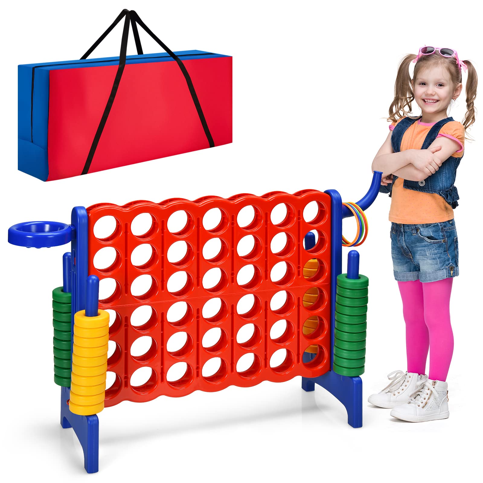 Costzon Giant 4-in-A-Row, Jumbo 4-to-Score Giant Game, Backyard Games (with carrying bag)