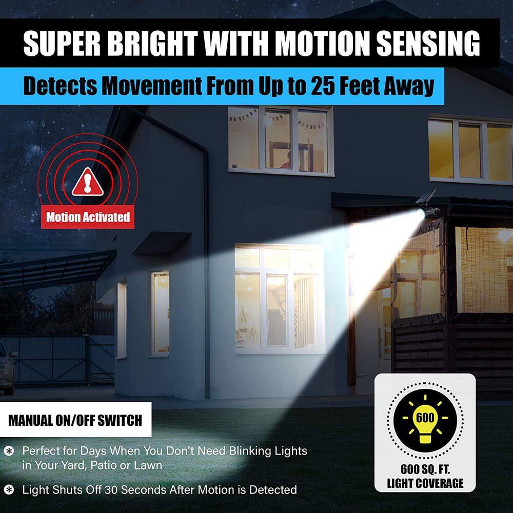 Bell + Howell 4-Watt Solar Powered Motion Activated Integrated LED Black Outdoor Bionic Spotlight Night Light 2963