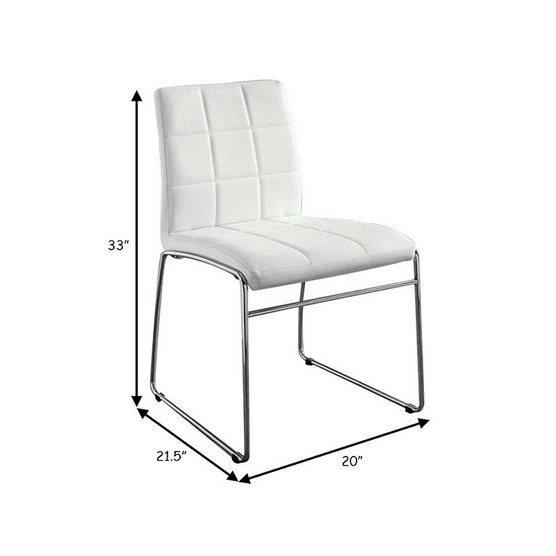 Oahu Contemporary Side Chair With Steel Tube， White Finish， Set of 2