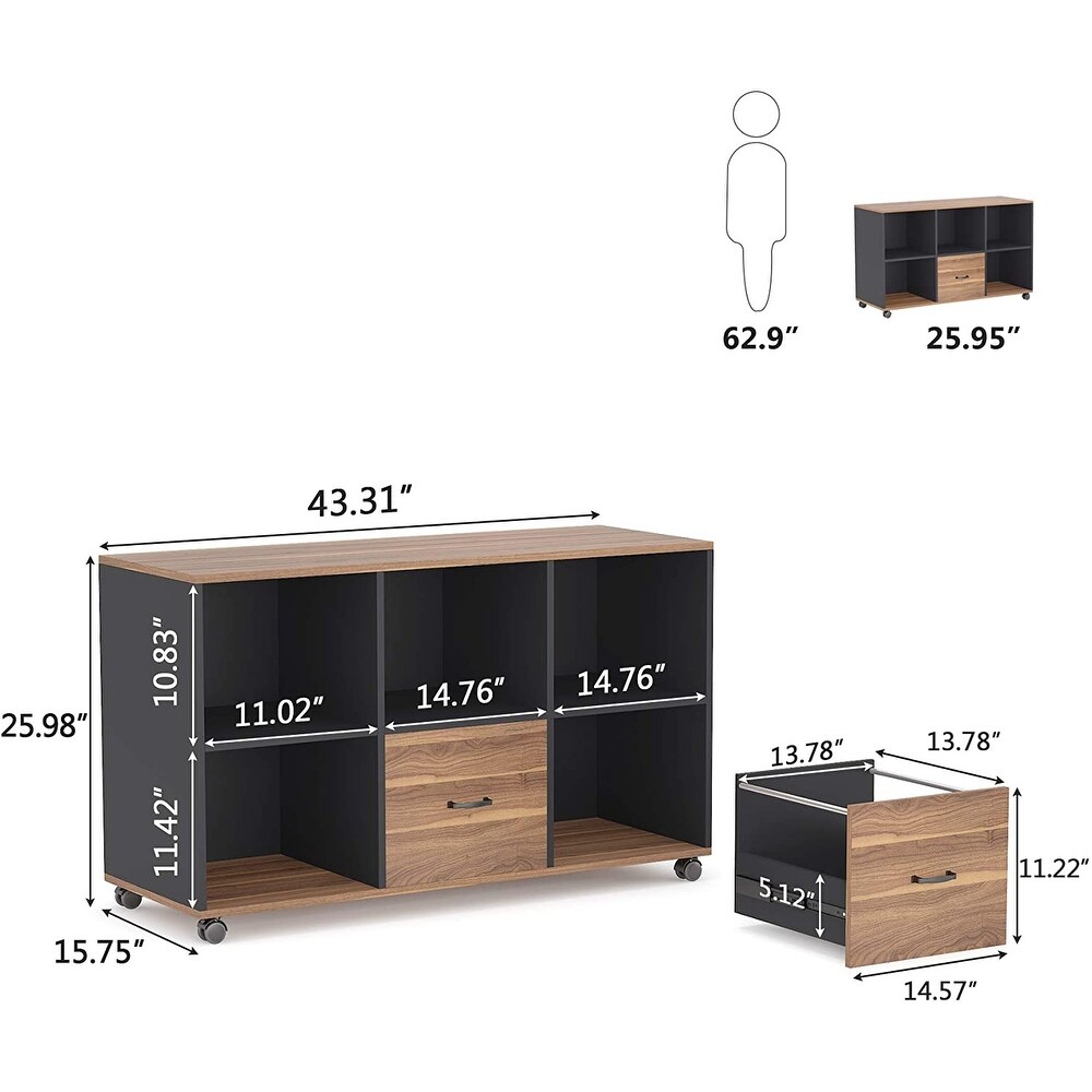 Lateral File Cabinets with 2 Drawers and Storage Shelves  Mobile Printer Stand Filling Cabinet for Home Office  Letter Size