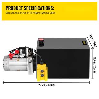 VEVOR 12-Volt DC 20 qt. Hydraulic Pump Single Acting Hydraulic Dump Trailer Pump 3200 PSI Hydraulic Power Unit CZYYB20KTTXDZYB01V0