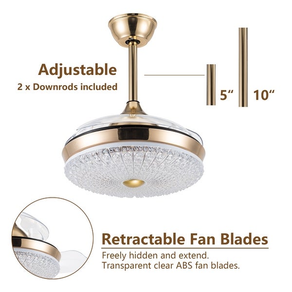 Oaks Aura 42in LED Glam Crystal Ceiling Fan Crystal 3 Color-Changing Fandelier with  Remote Control Shopping - The Best Deals on Ceiling Fans | 40075304