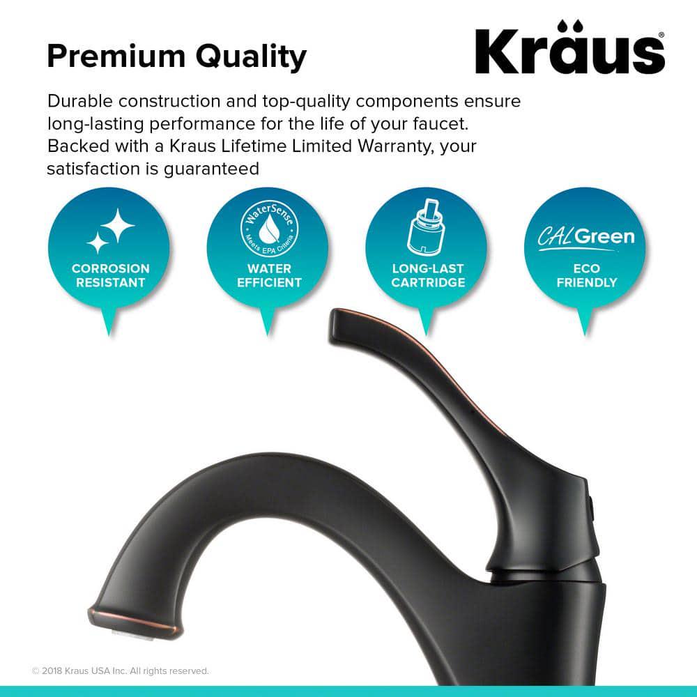 KRAUS Arlo Single Hole Single Handle Bathroom Faucet in Oil Rubbed Bronze