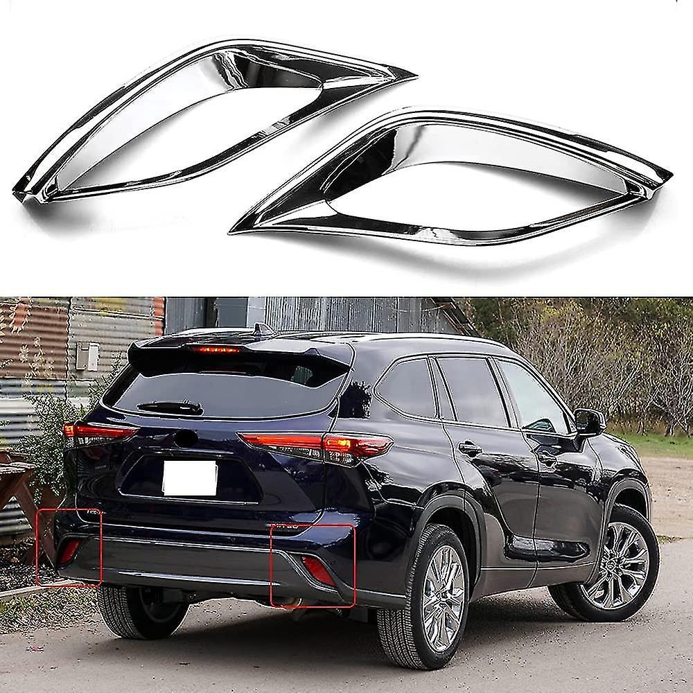 For Highlander 2020 2021 2022 Abs Chrome Rear Fog Light Lamp Cover Trim Foglight Bezel Decoration F